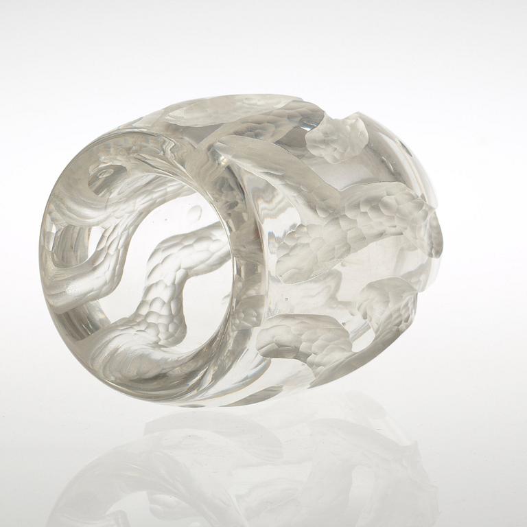 A Sven Erik Skawonius cut and blasted glass vase, Kosta, Sweden, 1940's.