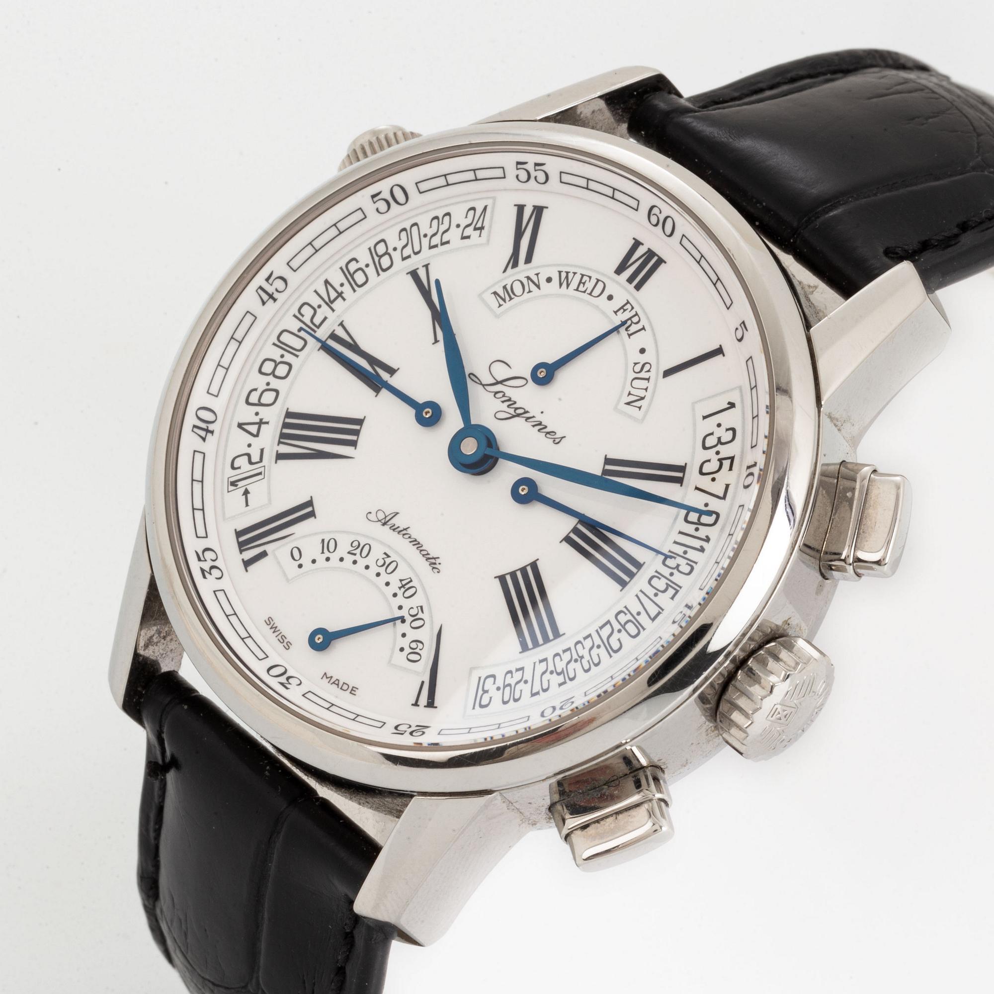 Longines Heritage Retrograde wristwatch 41 mm. Bukowskis