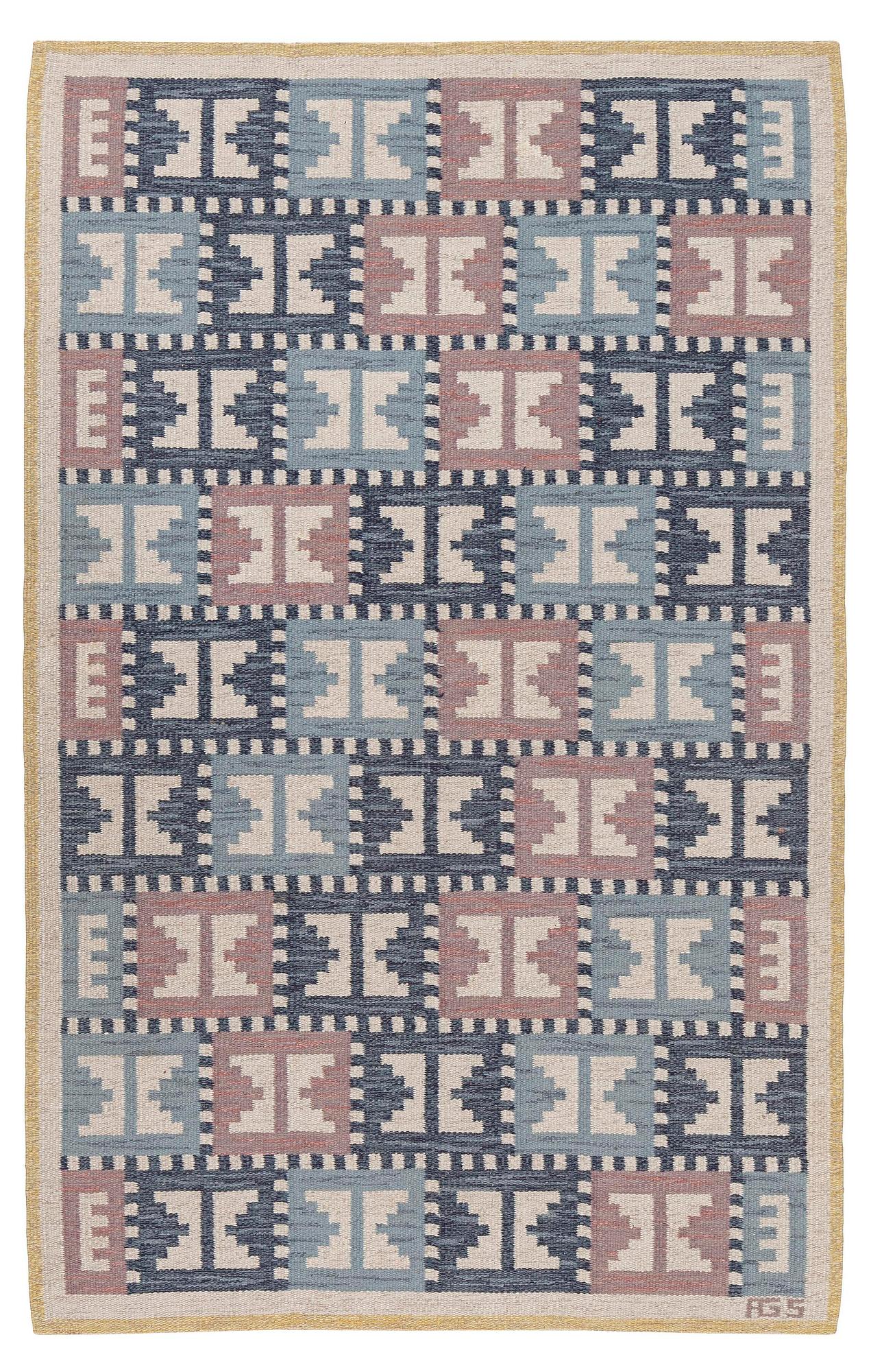 Anna-Greta Sjöqvist, a carpet, flat weave, c. 225 x 151 cm, signed AGS.