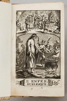 BÖCKER, 2 vol i en, bla "L´Enfer Burlesque le Mariage de Belphegor", Köln 1677.