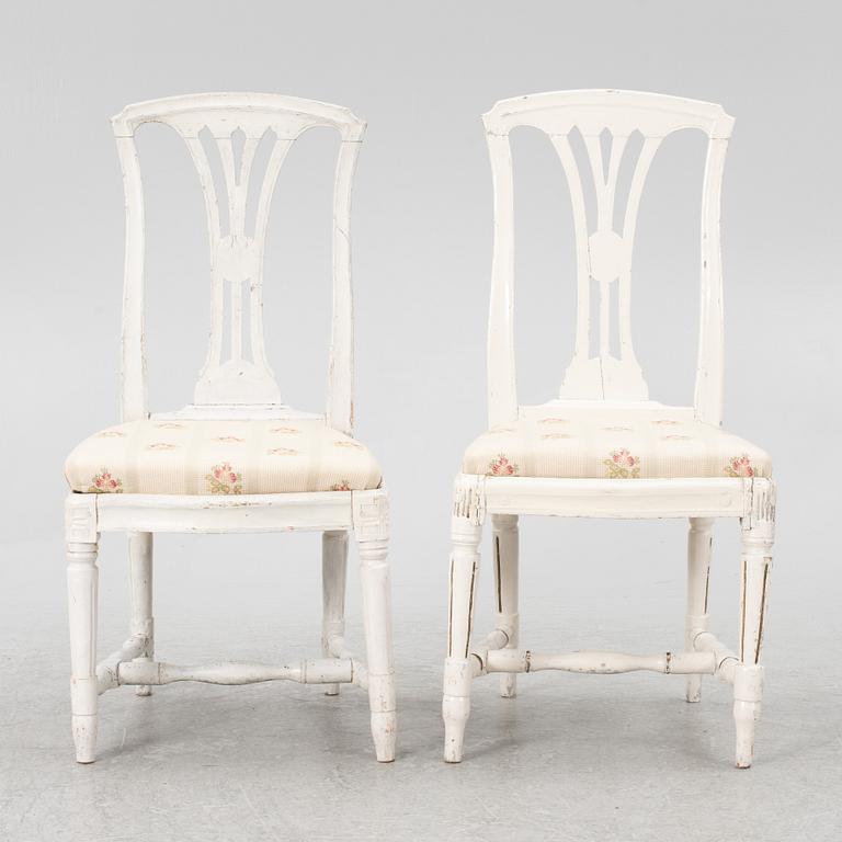 A pair of Gustavian chairs, late 18th century.