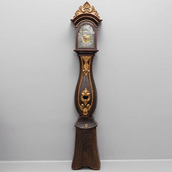 A grandfather clock by Kougsta workshop, Häggenås, Jämtland, early 19th century.