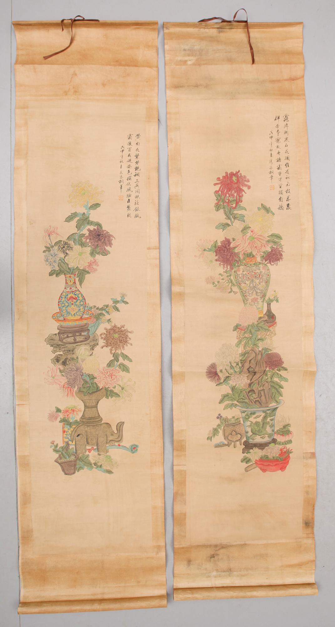KAKEMONO, 2 st, träsnitt, 1900-talets första hälft.