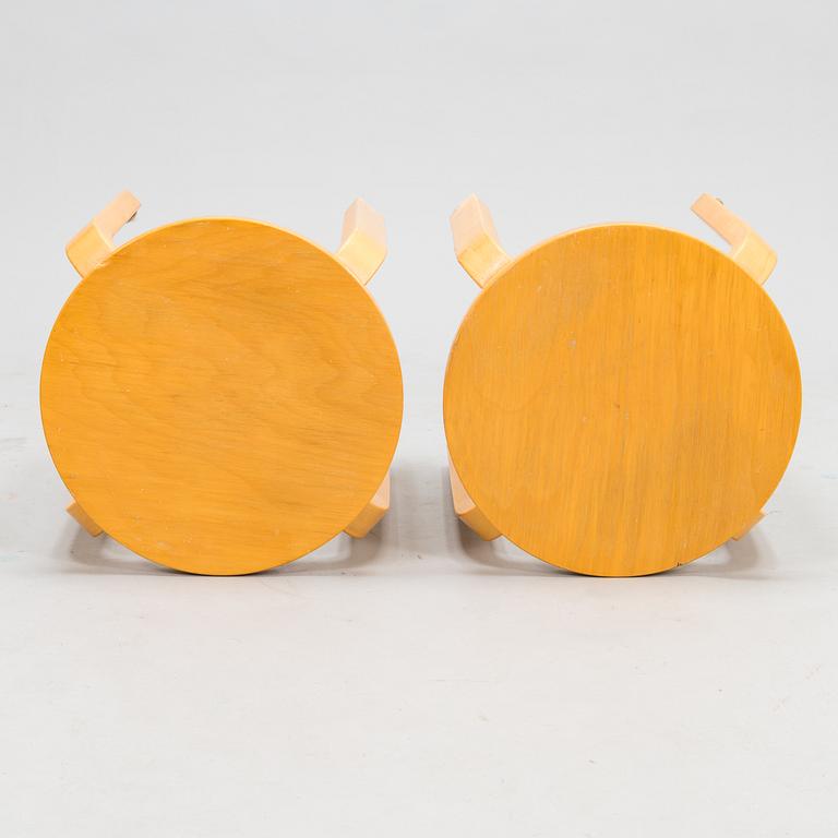 ALVAR AALTO, Two late 20th century '60' stools for Artek.