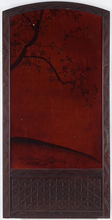 A Japanese wooden panel/screen, 20th century.