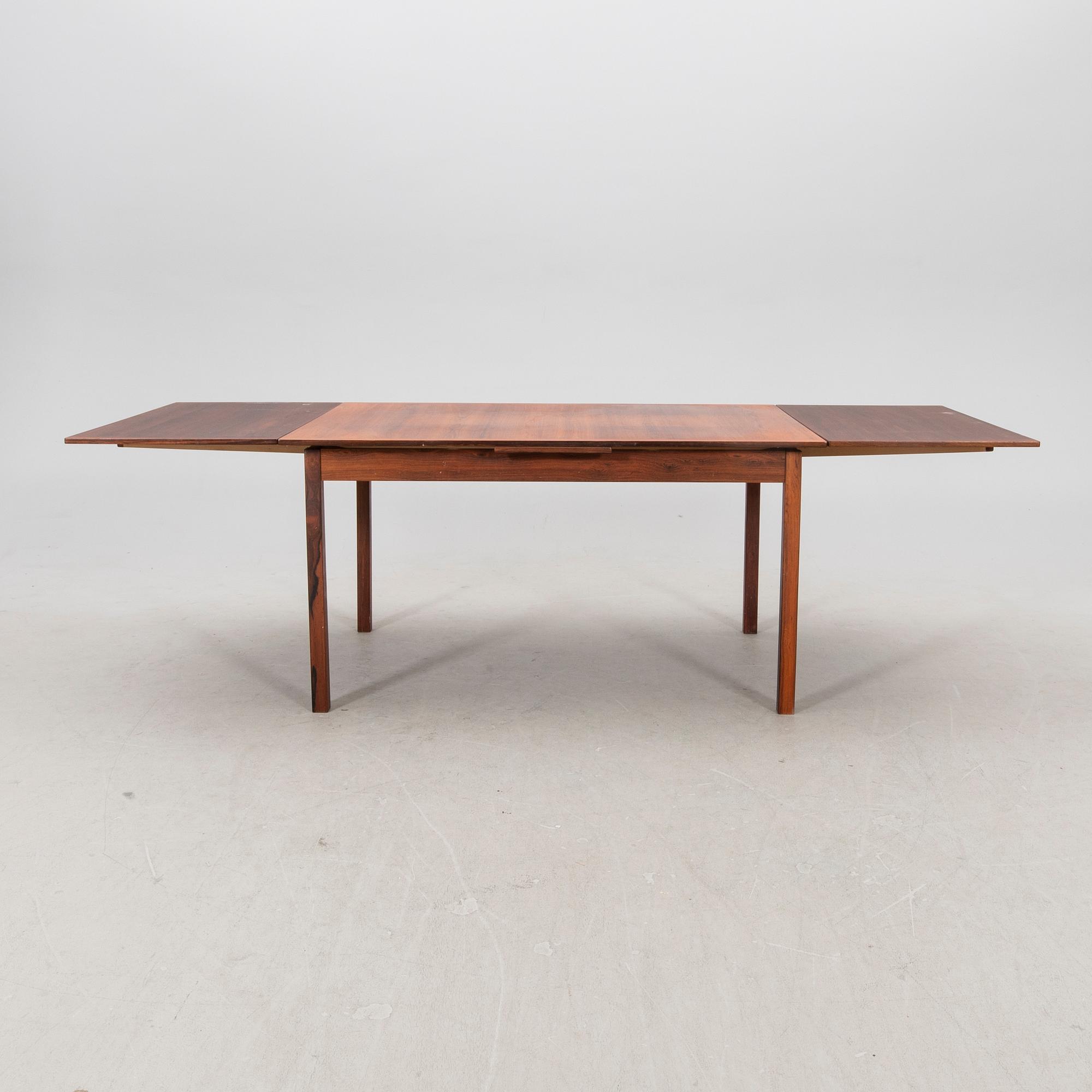 A Nils Jonsson jakaranda dining group 7 pcs Troeds Bra Bohag, Bjärnum, mid-20th century.