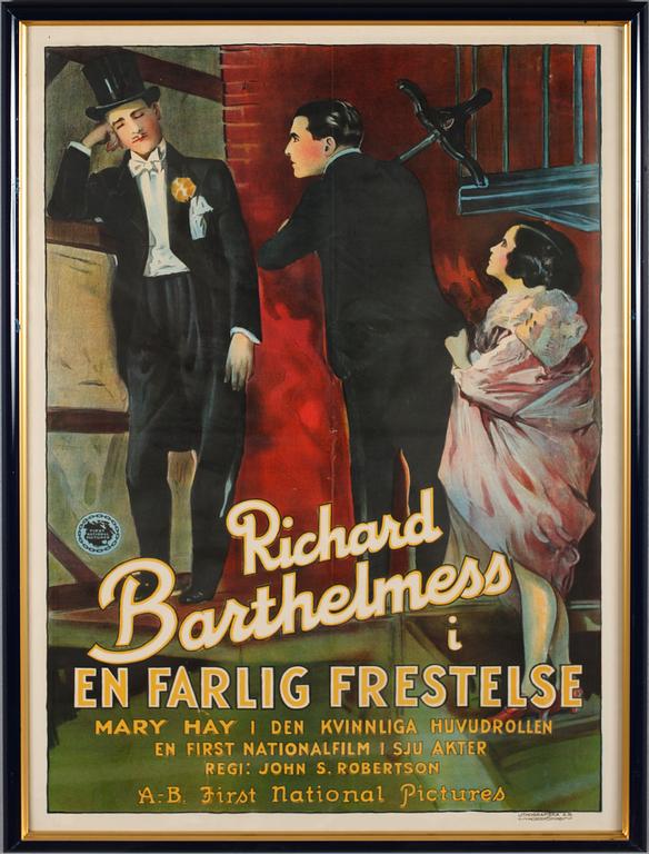 FILMAFFISCH, litografiskt tryck, "En farlig frestelse", 1925.