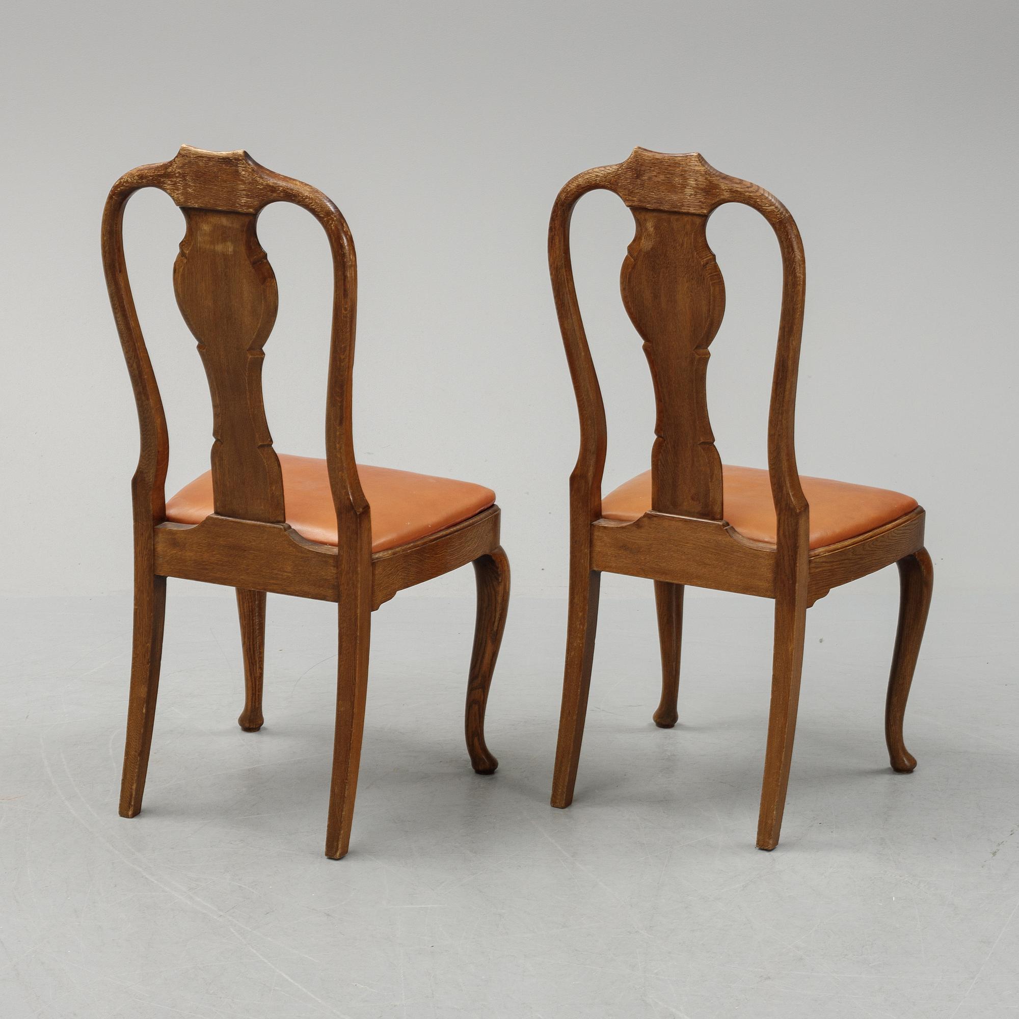 A set of six early 20th century  rococo-style chairs.