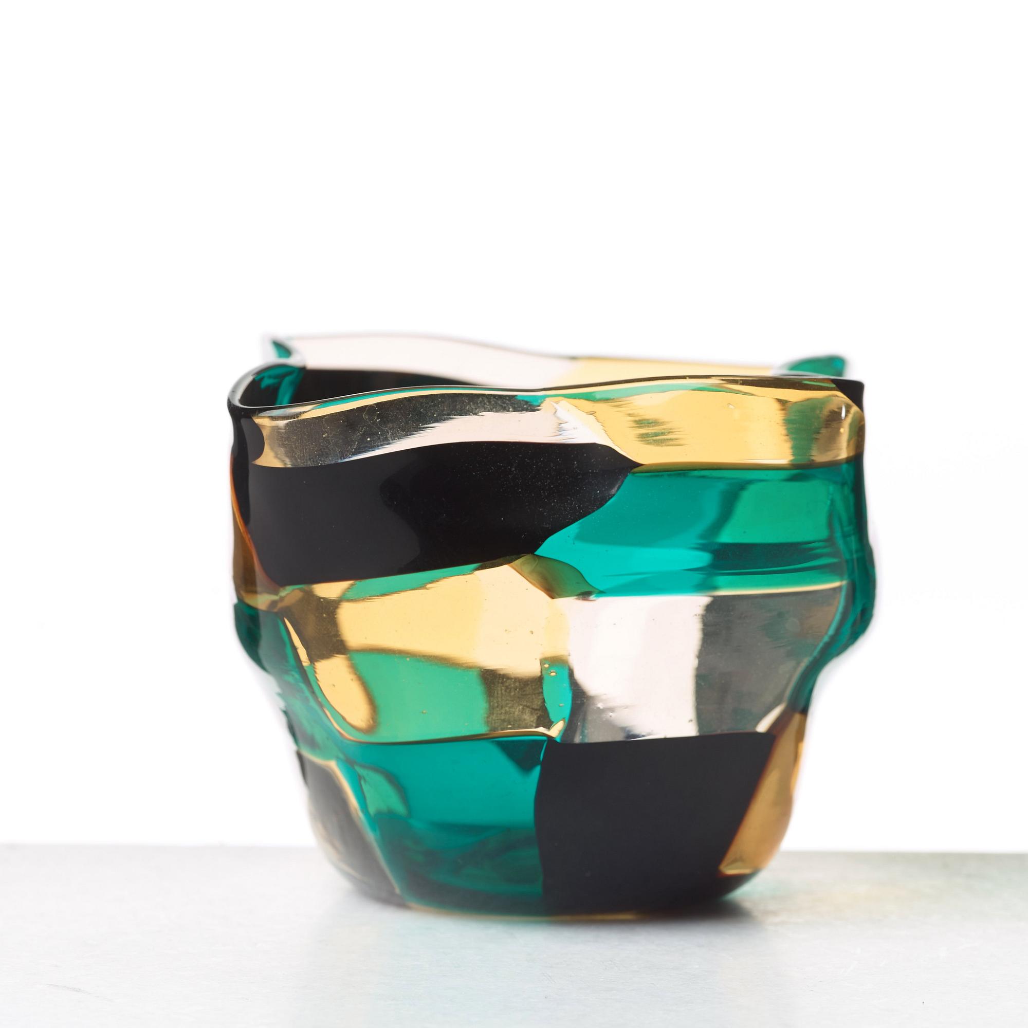 Fulvio Bianconi, a "pezzato" glass bowl, Venini, Murano Italy 1950-60's.