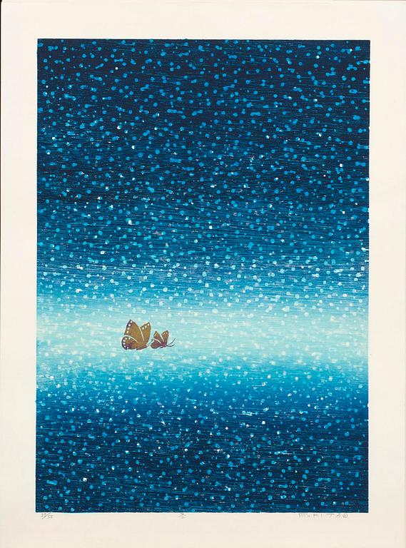 FUMIAKI FUKITA, a set of four wood cut in colour signed and numbered 31/50.