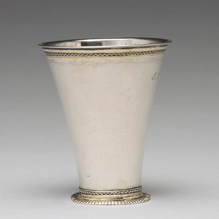 A Swedish 18th century parcel-gilt silver beaker, mark of Erik Lekberg, Nora 1759.