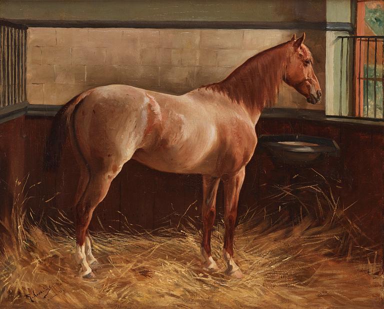 Carl Georg Arsenius, Horse looks out from the stable.