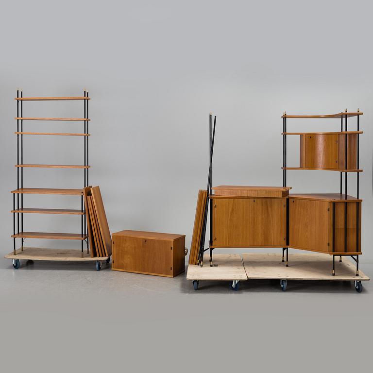 A mid 20th century "Prydno" shelving system by Bröderna Gustafsson Möbelfabrik, Virserum.
