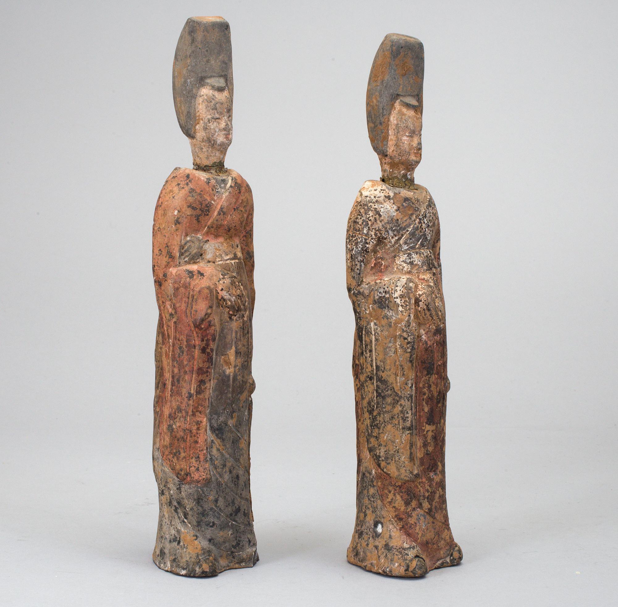 A pair of grave figurines, China, probably Tang Dynasty (608-918).