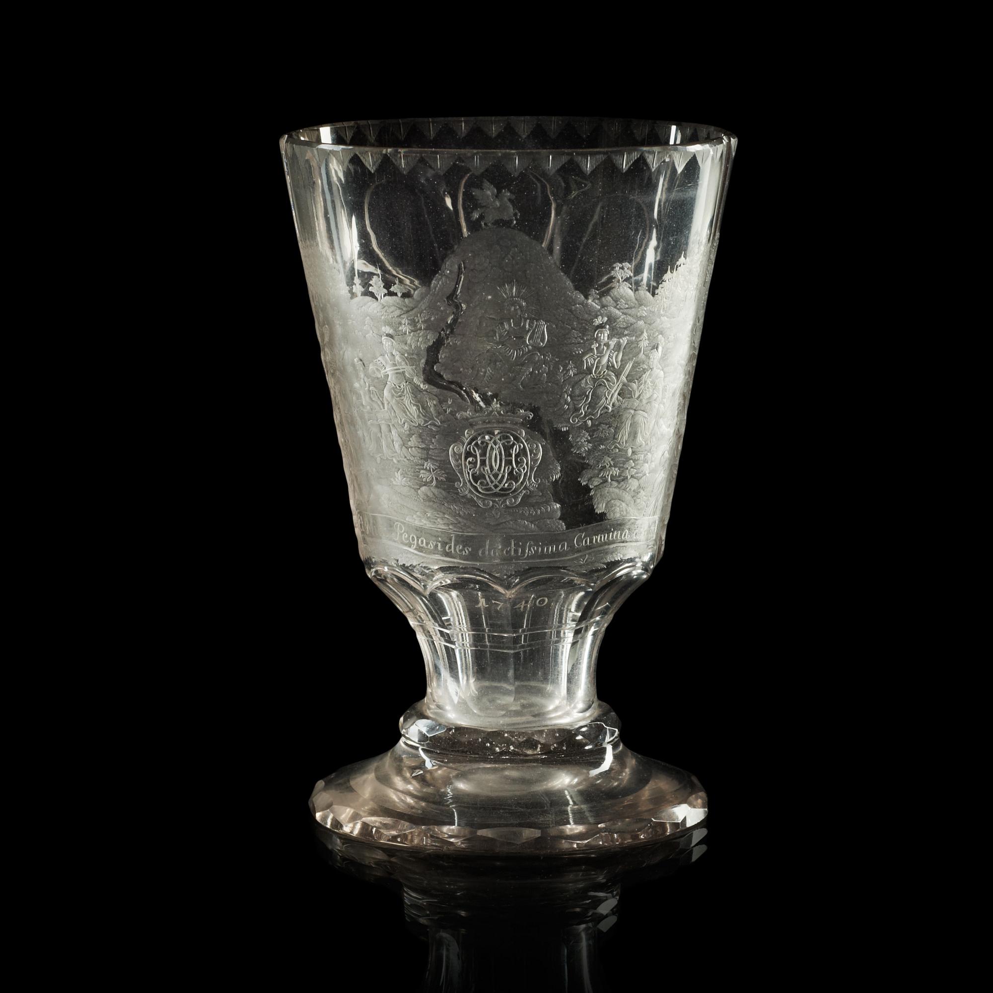 BÄGARGLAS. Tyskland, daterat 1740.