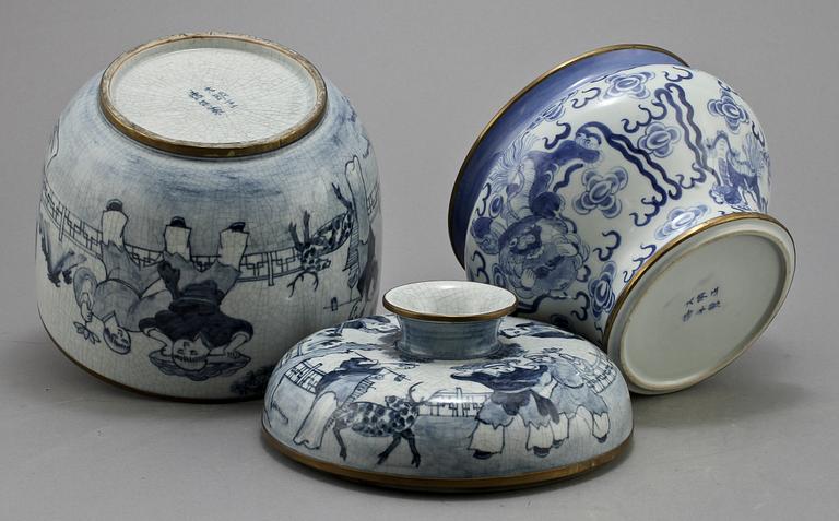 SKÅL SAMT LOCKSKÅL, porslin, Kina, 1900/2000-tal.