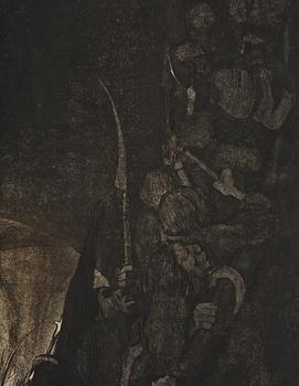 Käthe Kollwitz, "Bewaffnung in einem Gewölbe" from: Bauernkrieg (Peasant's War).