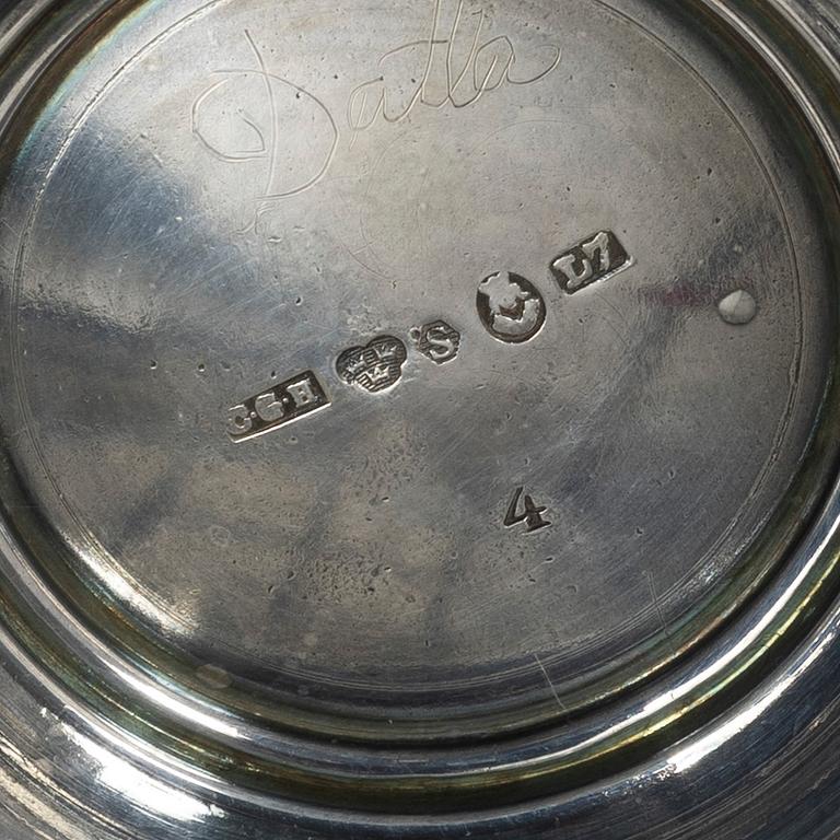 A Swedish silver cup and two beakers.