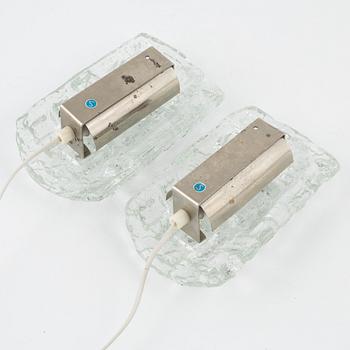A pair of glass wall lights, second half of the 20th Century.
