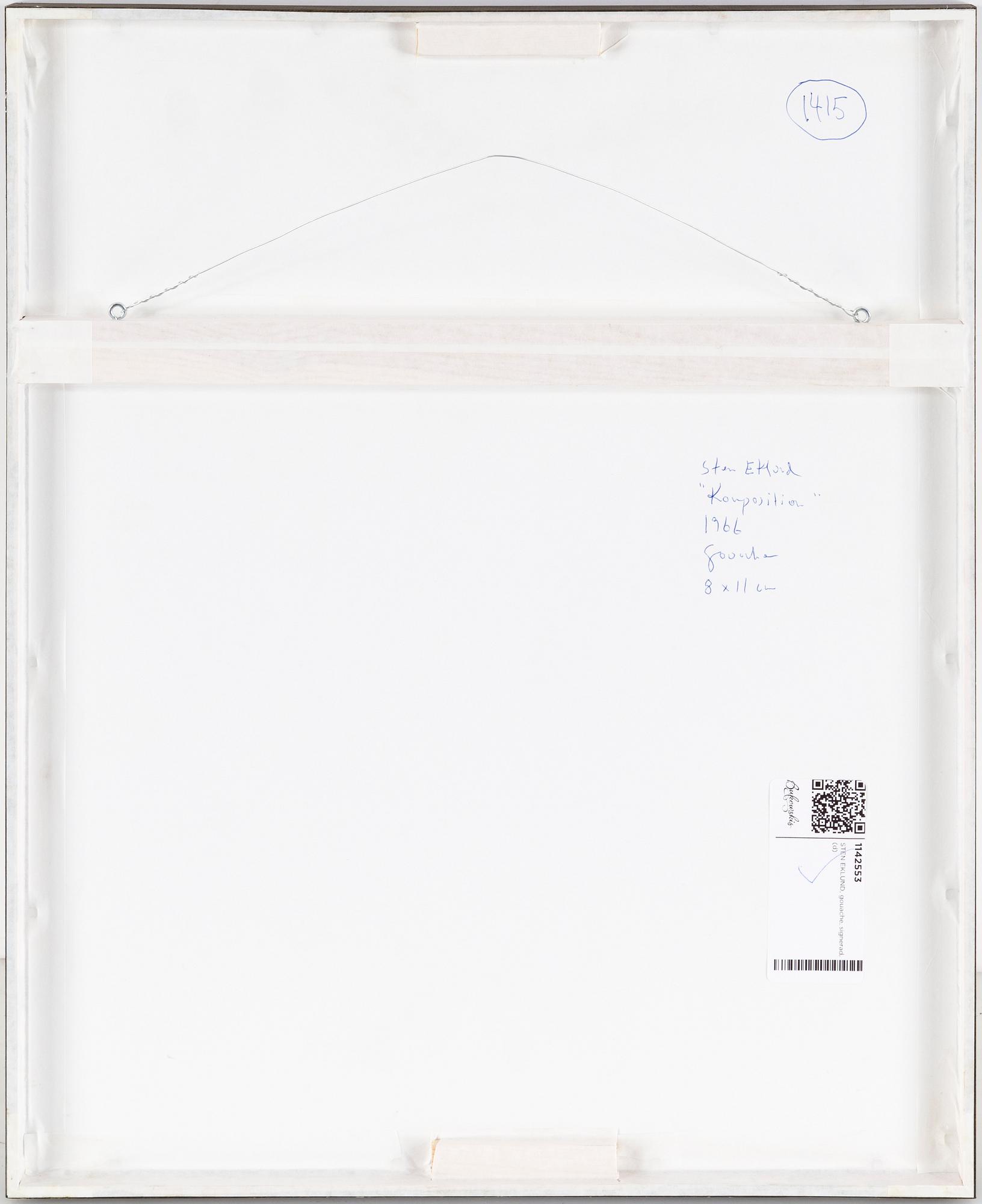 STEN EKLUND, gouache, signerad.