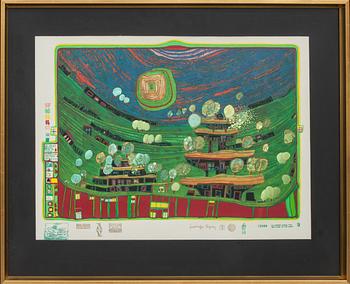 FRIEDENSREICH HUNDERTWASSER, färgserigrafi, numrerad 952/3000.