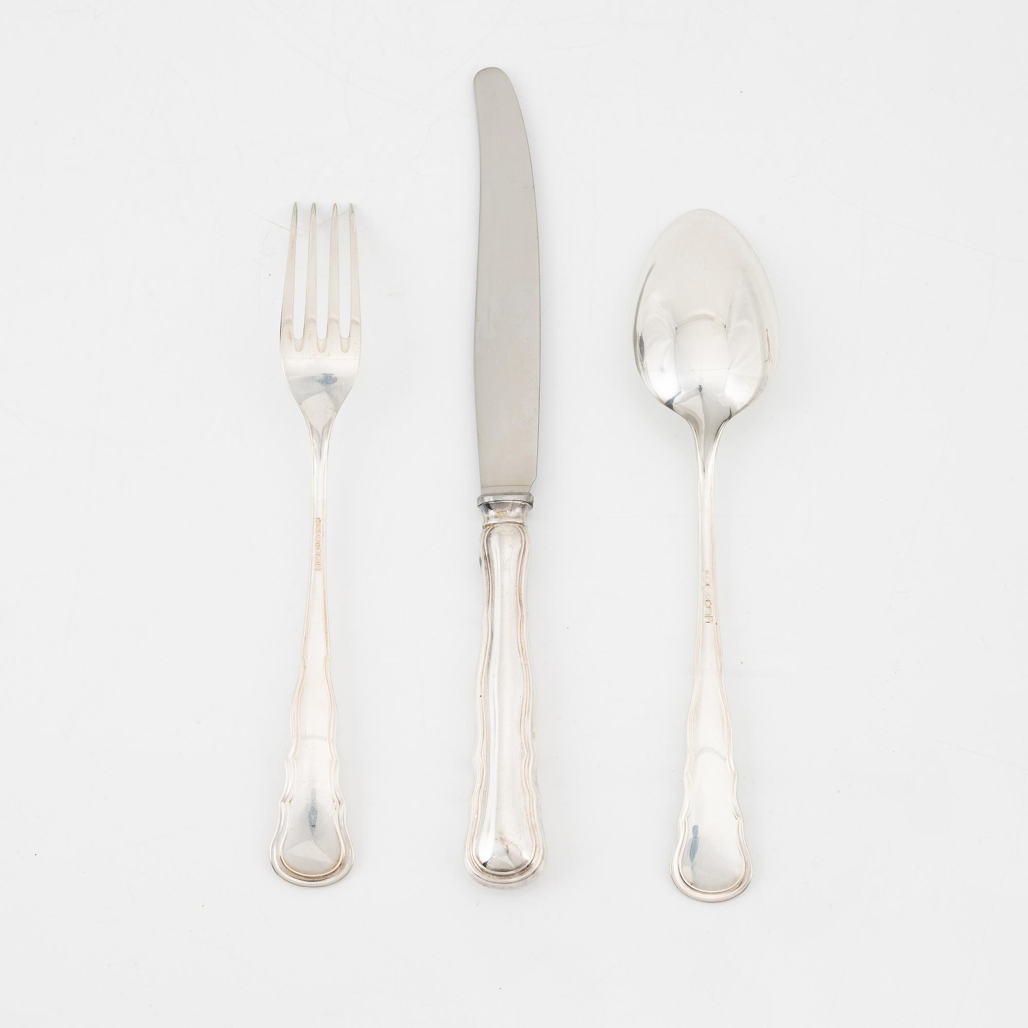 CG Hallberg, bestickservis, 18 delar, silver, Stockholm 1950-51.