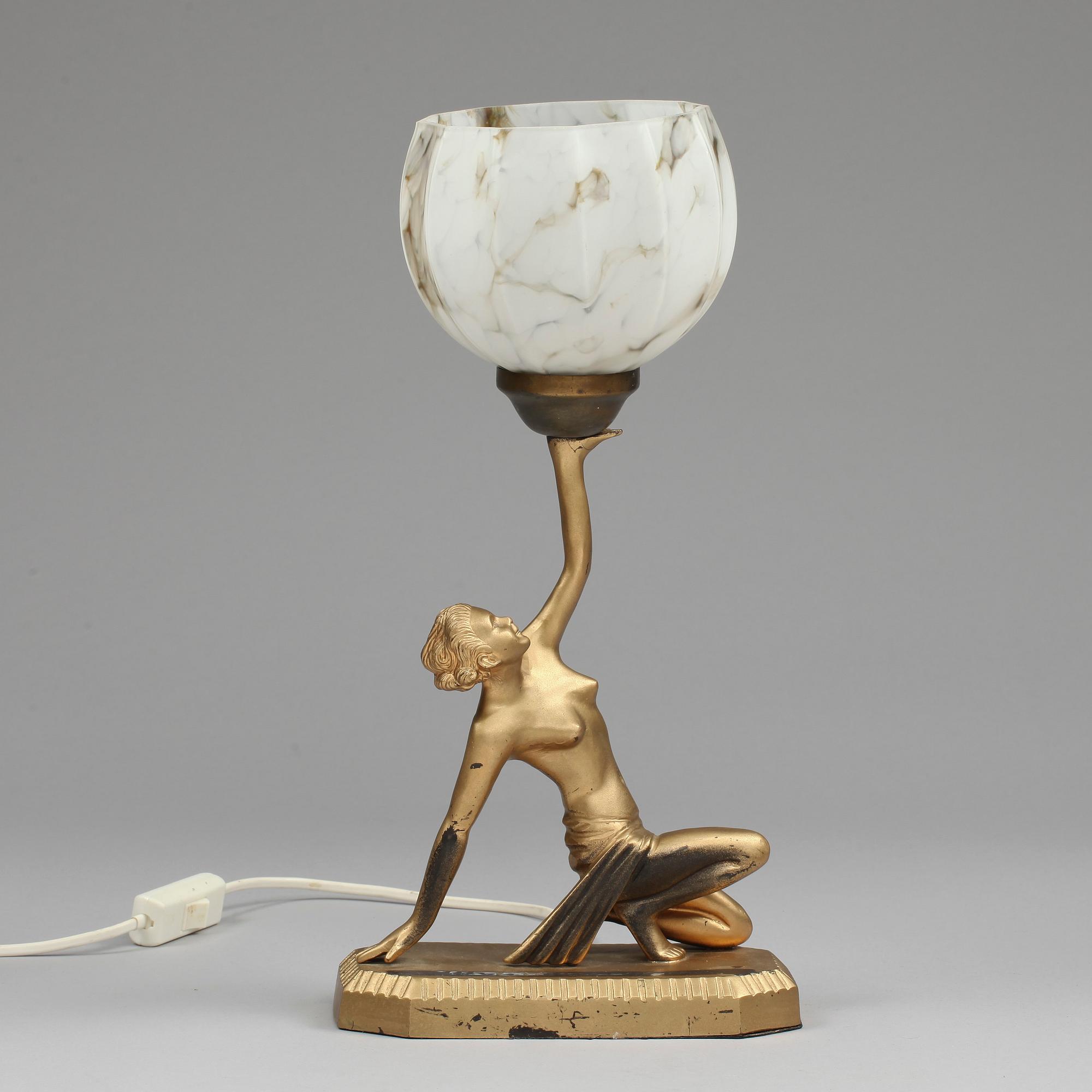 BORDSLAMPA, metall. Art decostil, 1900-tal.