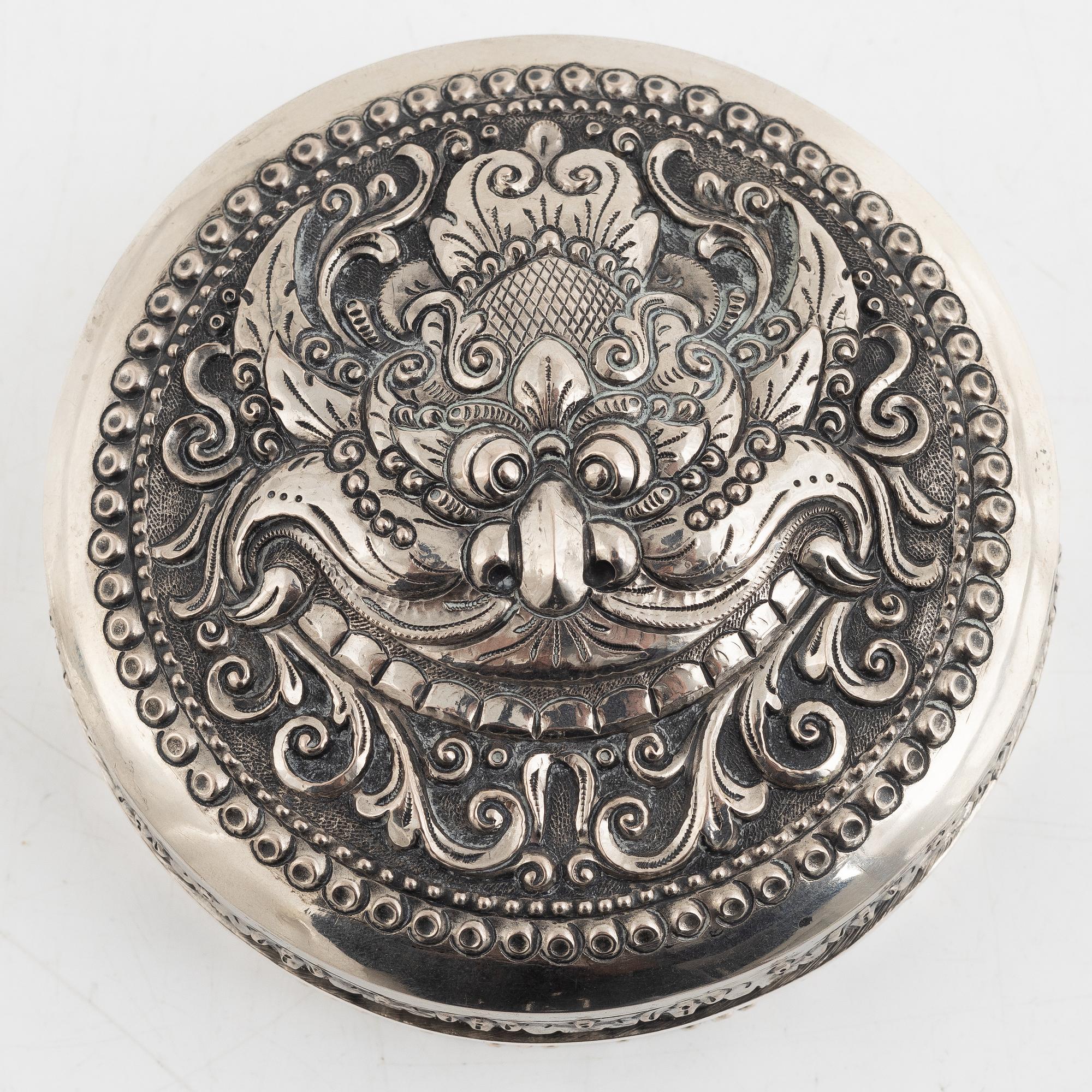 A silver bowl and a box with cover, including Denmark, mid 19th Century.
