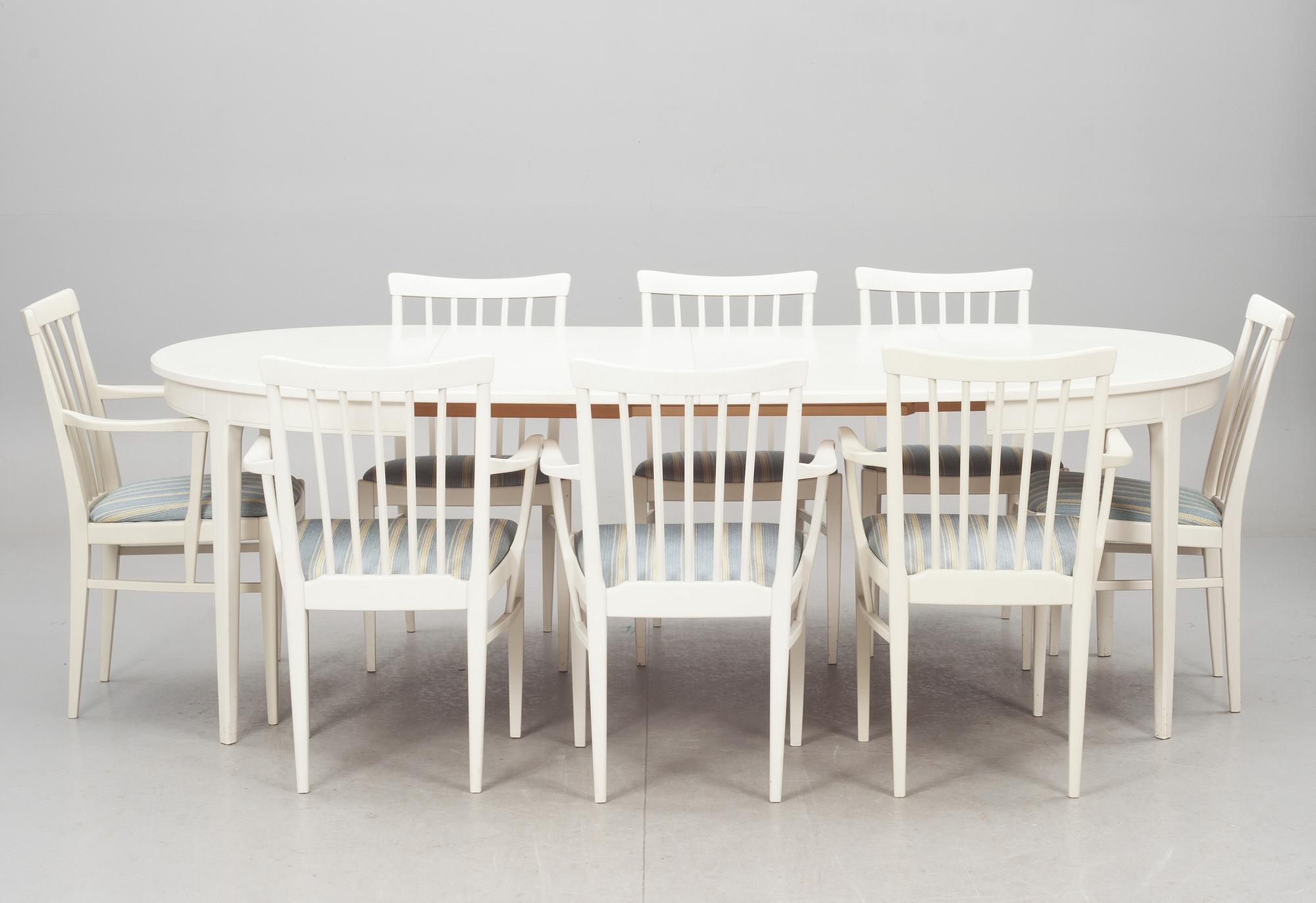 MATBORD samt STOLAR, 8 st. "Herrgården", Carl Malmsten för Bodafors.