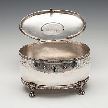 SOCKERSKRIN, silver, Lorenz Georg Weis, Norrköping 1819. Vikt 590,8 g.