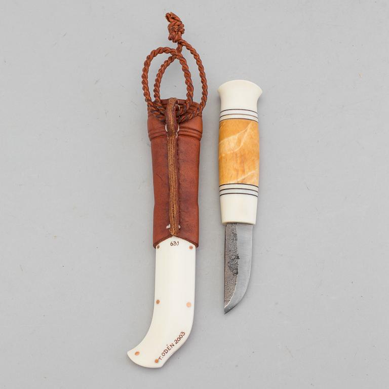 A traditional sami knife by Torgny Odén in Bruksvallarna. Signed and dated 2003.