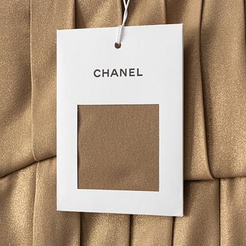 Chanel, a georgette crepe golden dress, french size 34.