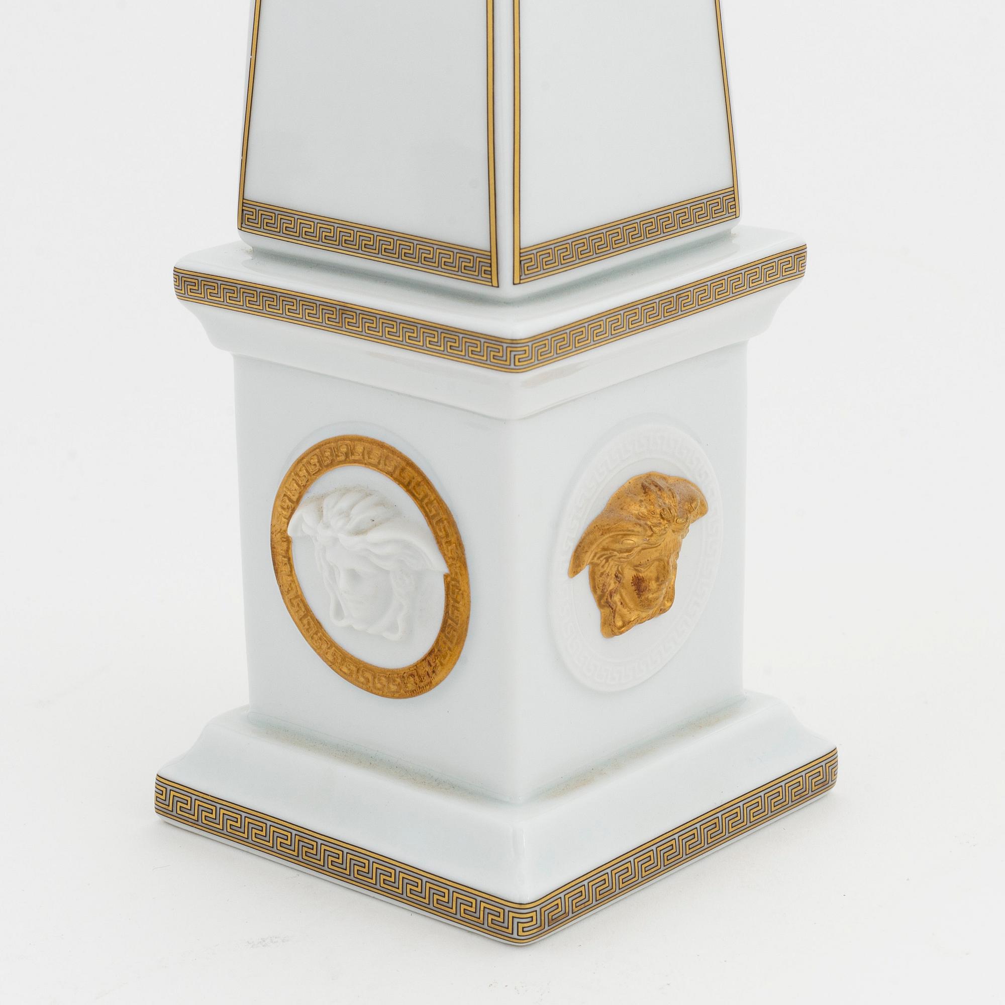 Versace, a porcelain obelisk, 'Gorgona' for Rosenthal.
