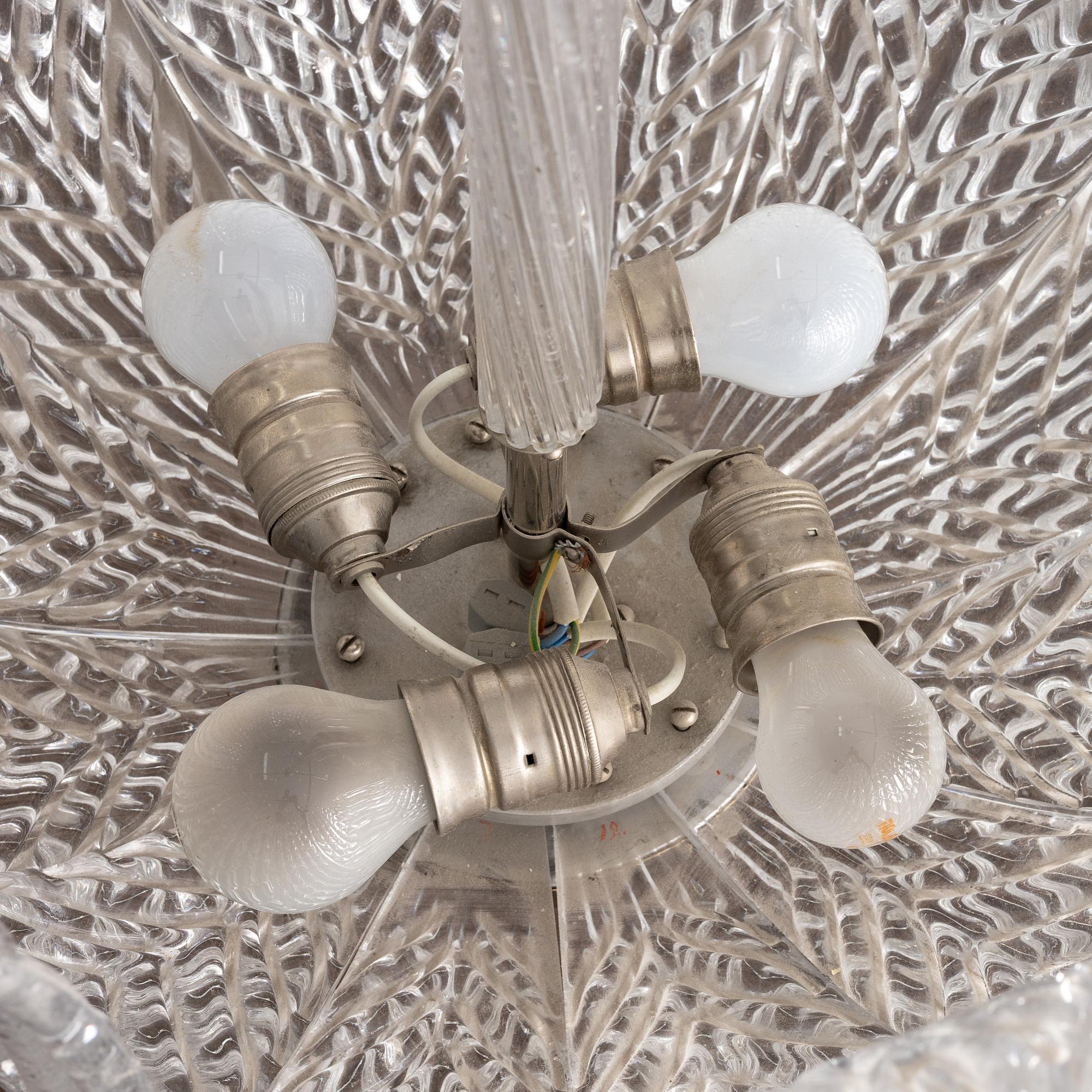 Fritz Kurz, taklampa, modellnummer "KD 946/1" Orrefors 1940-50-tal.