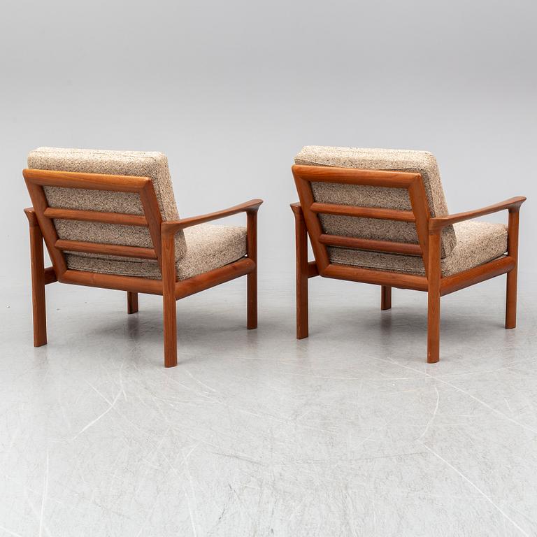 A pair of Sven Ellekaer ’Borneo’ easy chairs, for Komfort Denmark, second half of the 20th century.