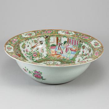 A very large famille rose Canton punch bowl, Qing dynasty, late 19th century.