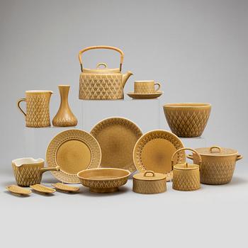 JENS QUISTGAARD, a part 'relief' coffee and tea stoneware service, Kronjyden Nissen/Bing & Gröndahl.