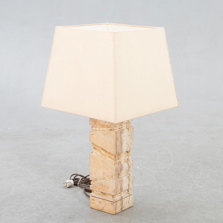A 1970s travertine table lamp.