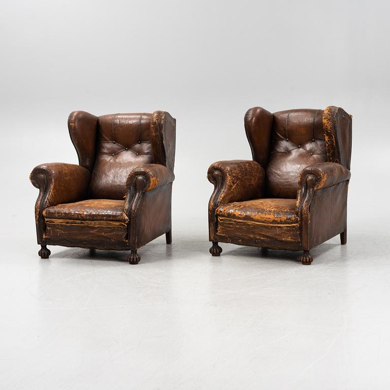 A pair of easy chairs, possibly Otto Schulz,  1930-40's. Boet, Sweden.