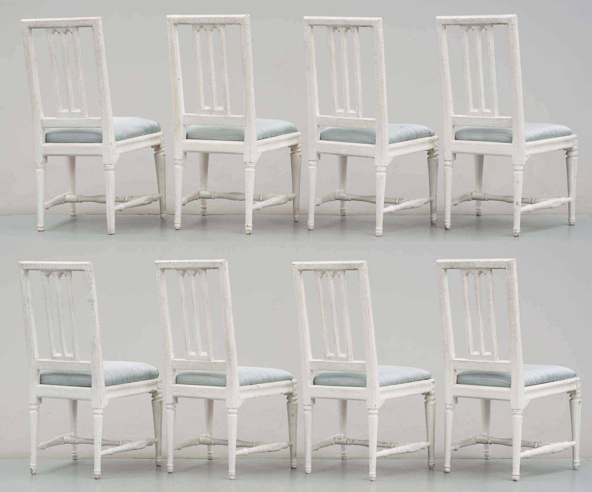 Eight Gustavian chairs by L. Söderholm.