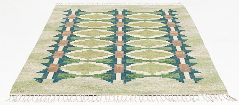 Judith Johansson, a carpet, 'Pergola', flat weave, approximately 245 x 172 cm, signed JJ.