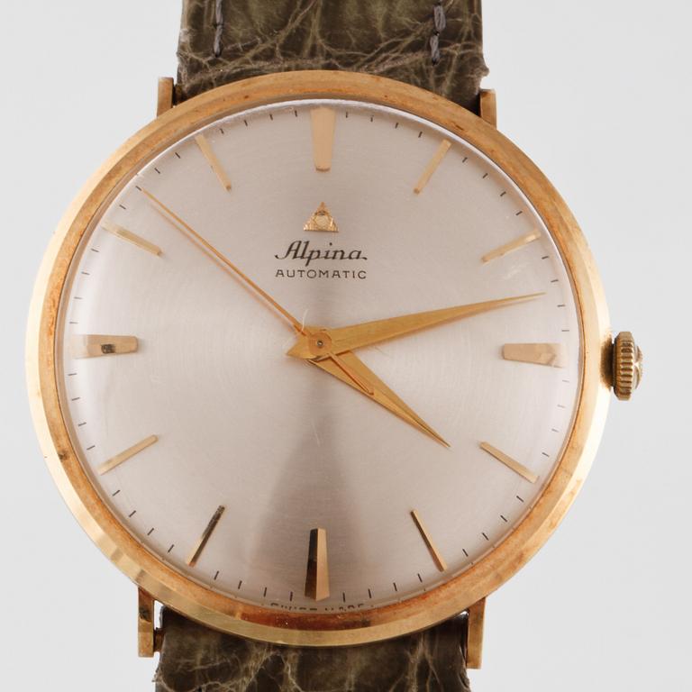 ARMBANDSUR, Alpina, guld på stål, ca 1960-tal.