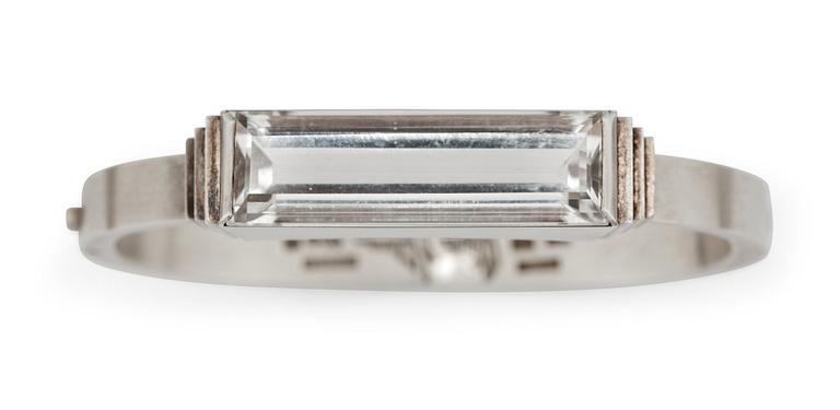 WIWEN NILSSON, armring, Lund 1946, sterling med bergkristall.