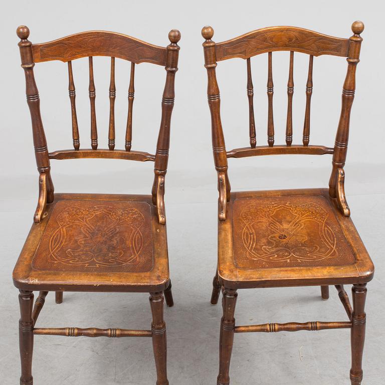 A pair of early 20th century, Jugend chairs.