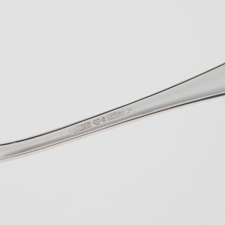 Besticksservis, silver, 131 delar, "Svensk Rund", GAB & C.G.Hallberg, Stockholm/Eskilstuna, 1952-1990.