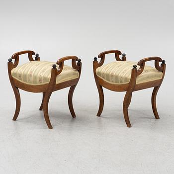 A pair of Karl-Johan stool, Sweden, first half of the 19th century.