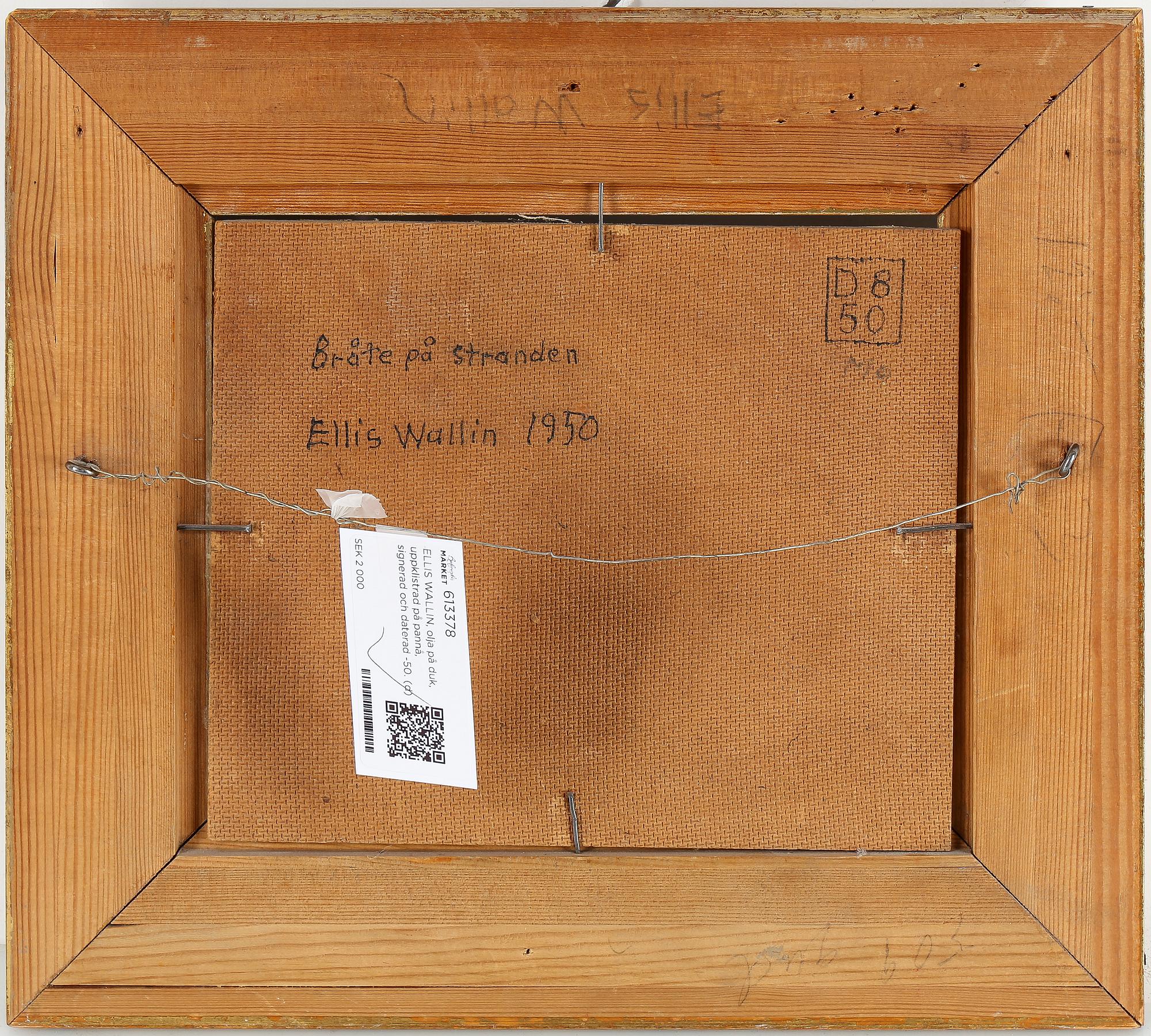 ELLIS WALLIN, olja på duk, uppklistrad på pannå, signerad och daterad -50.