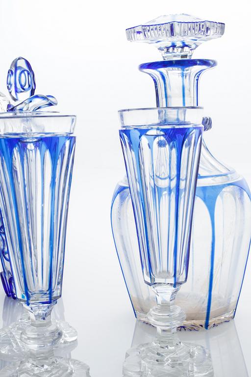 55 pieces of glass tableware, first half of the 20th century.