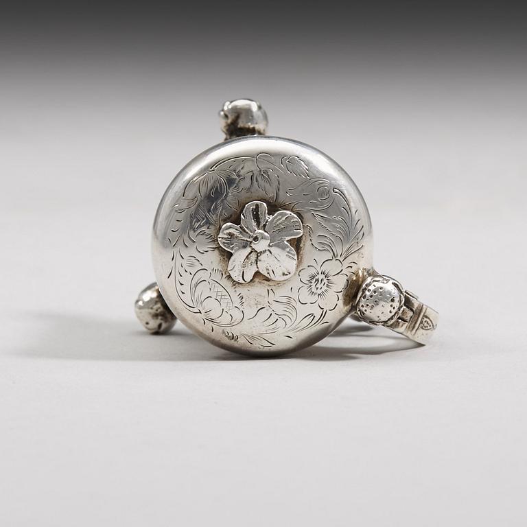 A Swedish 18th century parcel-gilt miniature tankard, unmarked.