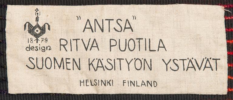 RITVA PUOTILA, ryijy, Suomen Käsityön Ystävät. Noin 158x115 cm.